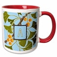 thumbnail image 1 of 3drose, Initial A- American Arts and Crafts Style Ginkgo Monogram Design, 15oz Two-tone Red Mug, 1 of 6