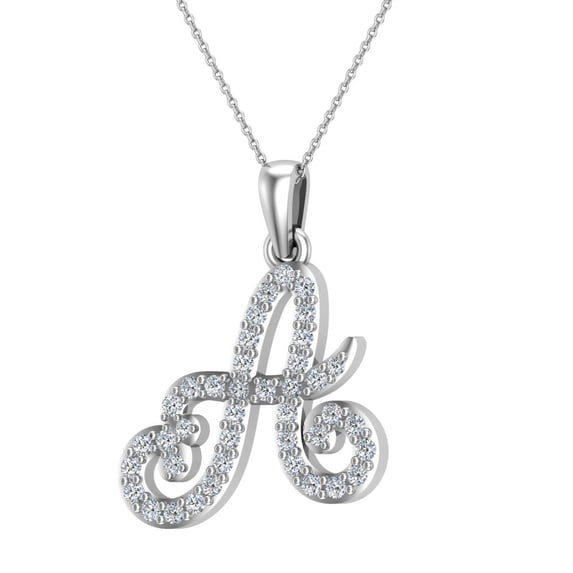 Initial A Letter Necklace for Girls Diamond Necklaces Women-Men 18K White Gold Chain Gift Box Authenticity Cards