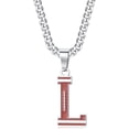 thumbnail image 1 of Initial A-Z Letter Football Soccer Necklace for Men, Silver Stainless Steel Football Soccer Charm Pendant Necklace, 22+2inch Personalized Birthday Christmas Jewelry Gifts for Men, 1 of 5