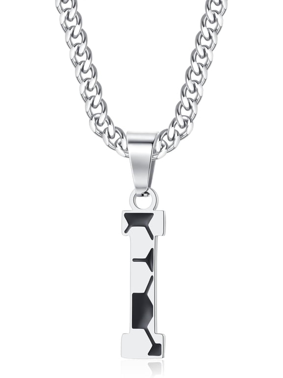 Initial A-Z Letter Football Soccer Necklace for Men, Silver Stainless Steel Football Soccer Charm Pendant Necklace, 22+2inch Personalized Birthday Christmas Jewelry Gifts for Men