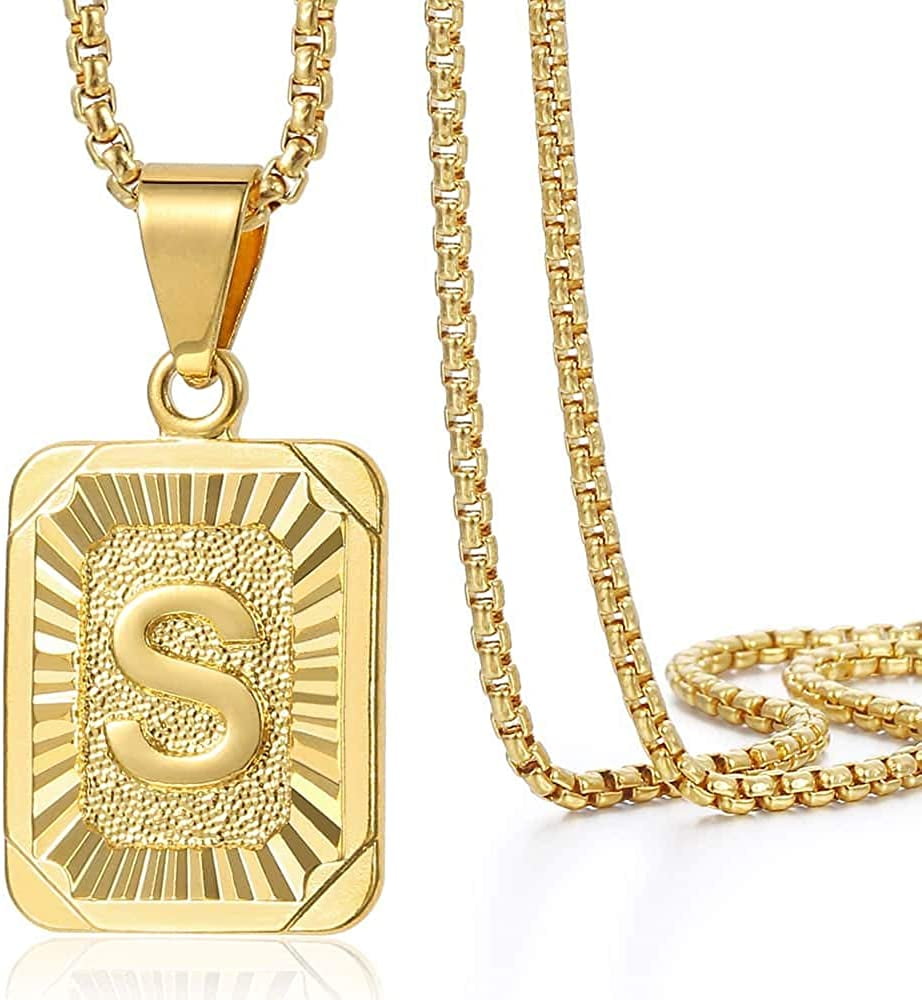 Initial A-Z Letter Pendant Necklace Mens Womens Capital Initial A-Z Letter Pendant Necklace Mens Womens Capital