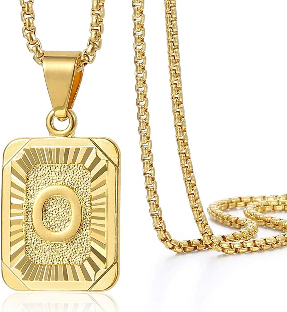 Initial A-Z Letter Pendant Necklace Mens Womens Capital