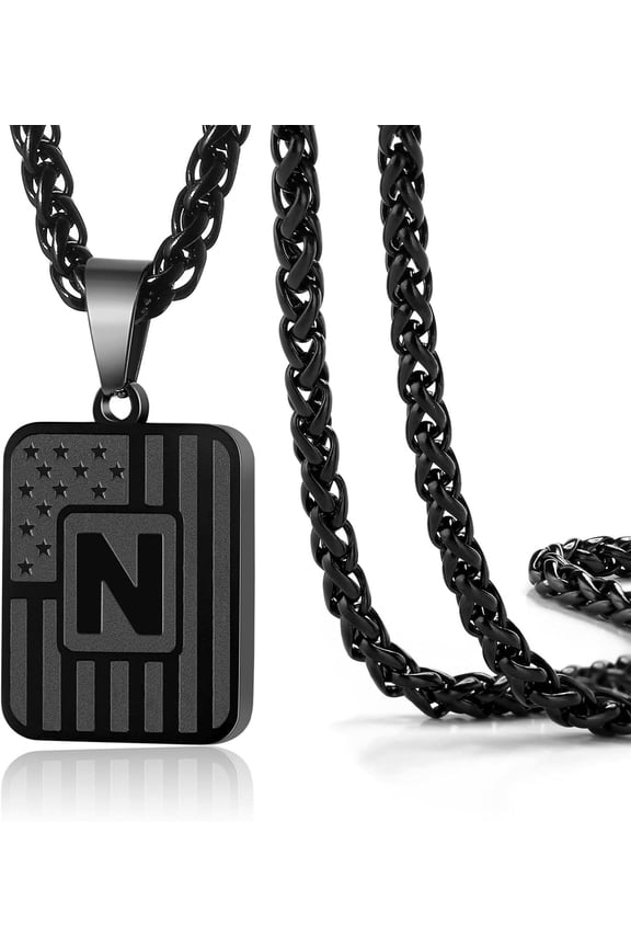Initial A-Z Necklace for Men Stainless Steel Letter Pendent Chain 20+2 Inches,Christmas Gifts