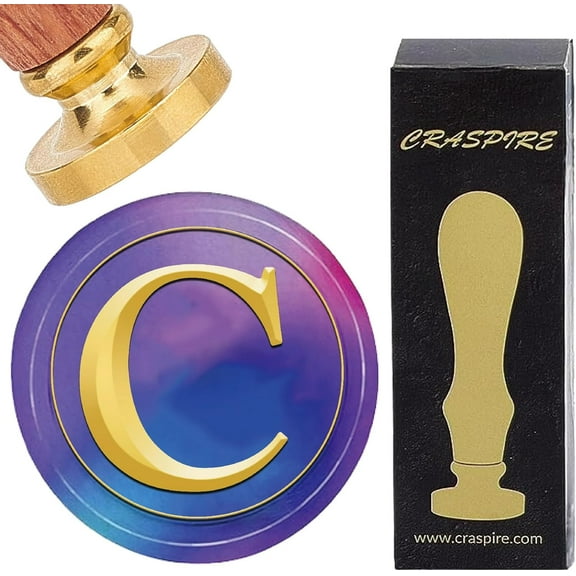 Initial Alphabets C Wax Seal Stamps Letter Vintage Removable Brass Sealing Stamp Heads 25mm Copper with Wooden Handle for Wedding Christmas Envelopes Invitations Card DIY Craft Birthday Gift Colorful