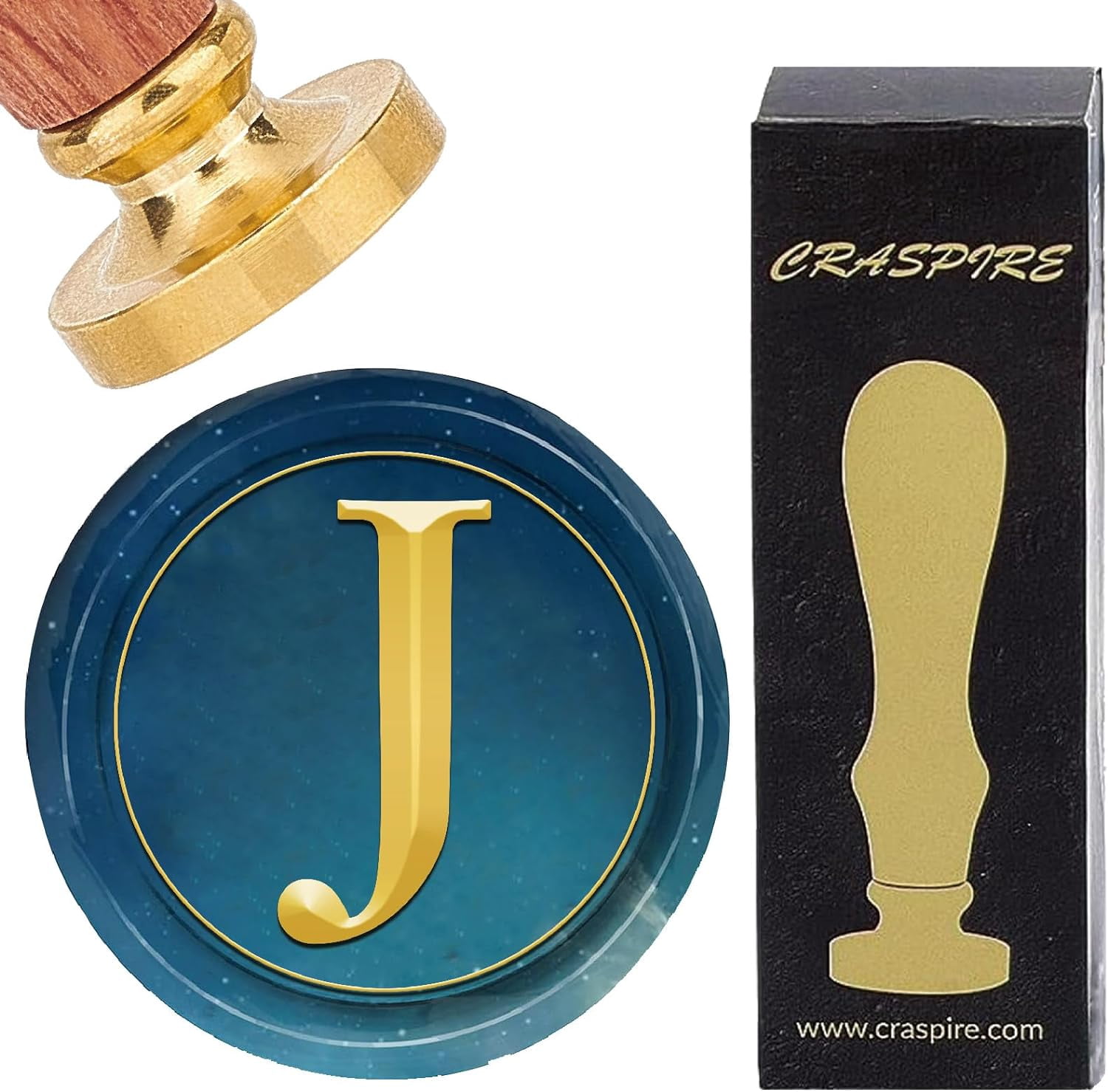 CRASPIRE Initial S Wax Seal Stamp - 25mm Brass Head With Wooden Handle For Wedding Invitations & Crafts