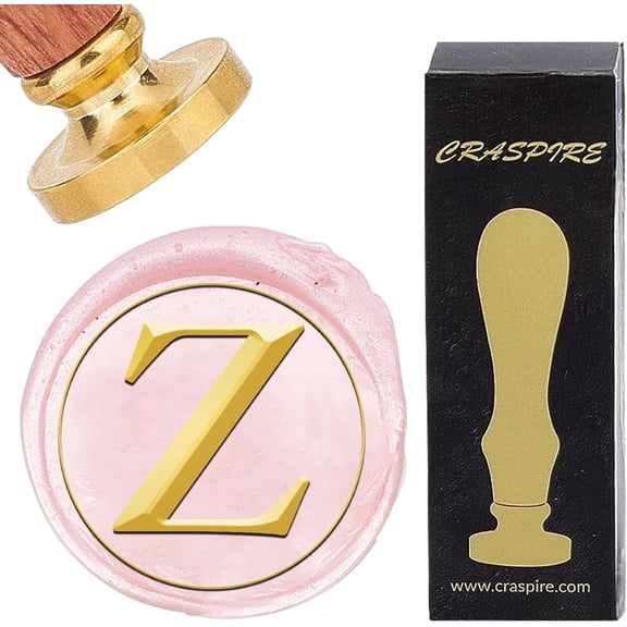 Initial Alphabets Z Wax Seal Stamps Letter Vintage Removable Brass Sealing Stamp Heads 25mm Copper with Wooden Handle for Wedding Christmas Envelopes Invitations Card DIY Craft Birthday Gift for DIY