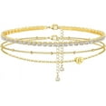 thumbnail image 1 of Initial Ankle Bracelets for Women, 14K Gold Plated Anklets for Women Waterproof Dainty Layered Heart Letter Initial Anklets Tennis Anklets Personalized Gifts for Women, 1 of 9