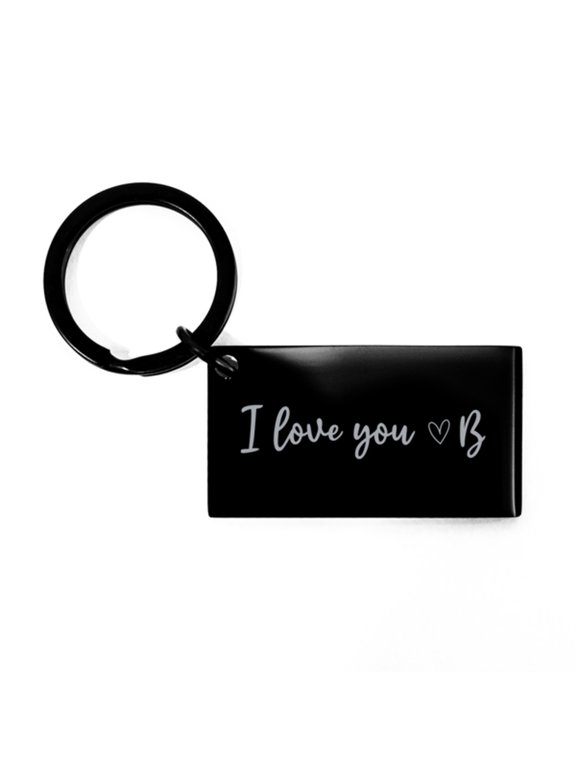 Initial B Keychain I Love You Personalized Key Chain for Wife Husband Anniversary Valentine's Day for Him Her Boyfriend Girlfriend Custom Keyring