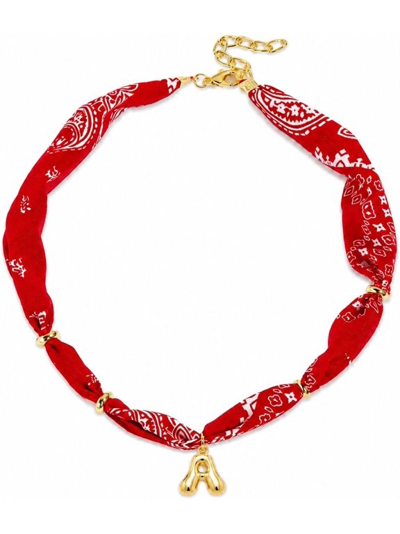 Initial Bandana Necklace for Women Red Scarf Necklace Western Jewelry Gift