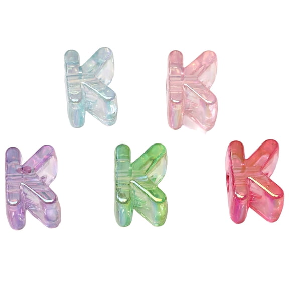 Initial Beads, Alphabet Letter Spacers, 0.8x0.7 Inch Large Hole Crystal, Acrylic Bubble Charm, for Thick Cord Projects Custom Handcrafts, 5Pcs, Initial Letter K, LLLDMXY