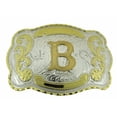 thumbnail image 1 of Initial Belt Buckle Letter B Alphabet Monogram Western Cowboy Rodeo Gold Silver, 1 of 2