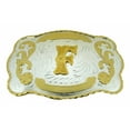 thumbnail image 1 of Initial Belt Buckle Letter F Alphabet Monogram Western Cowboy Rodeo Gold Silver, 1 of 2
