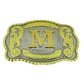 thumbnail image 1 of Initial Belt Buckle Letter M Alphabet Monogram Western Cowboy Rodeo Gold Silver, 1 of 2