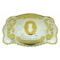 thumbnail image 1 of Initial Belt Buckle Letter O Alphabet Monogram Western Cowboy Rodeo Gold Silver, 1 of 2