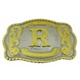 thumbnail image 1 of Initial Belt Buckle Letter R Alphabet Monogram Western Cowboy Rodeo Gold Silver, 1 of 2