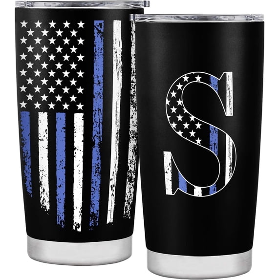 Initial Birthday Gifts for Men, Birthday Gifts for Him, Mens Birthday Gift Ideas for Dad, Grandpa, Uncle, Brother, Personalized American Flag Tumbler - 20oz - S
