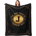 thumbnail image 1 of Initial Birthday Gifts for Women, Monogrammed Gifts for Women, Gifts for Women/Girls/Grandma/Coworker, Personalized Christmas Birthday Gifts for Mom/Her, Letter M Blanket 60x50in, 1 of 7