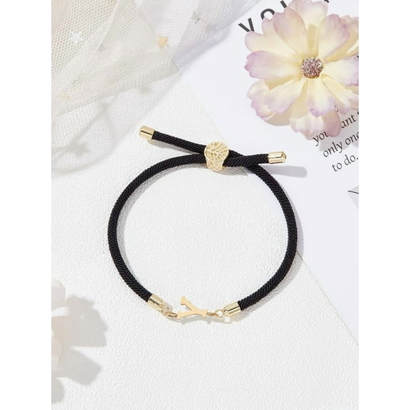 Initial Bracelets for Women Adjustable A-Z Letter Nylon Cord Slider Braceletsfor DIY Bracelet Making Women Jewelry Personalized Gift for DIY Letter Y