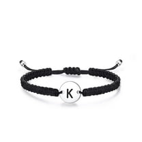 Initial Bracelets for Women Teen Girls S925 Sterling Silver Letter Initial Adjustable Cute Braided Disc Bracelet for Girls Women Jewelry Gifts