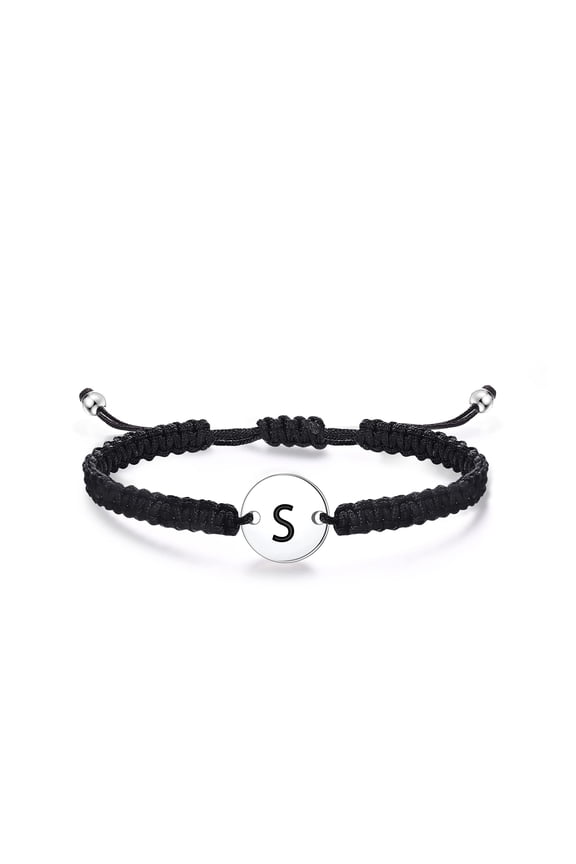 Initial Bracelets for Women Teen Girls S925 Sterling Silver Letter Initial Adjustable Cute Braided Disc Bracelet for Girls Women Jewelry Gifts
