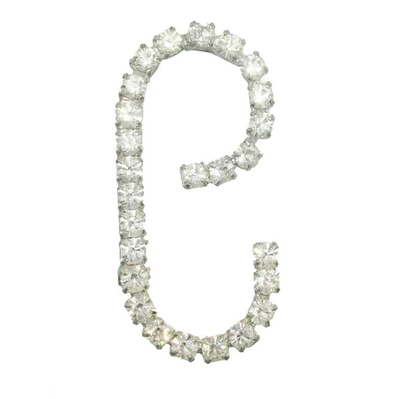 Initial "C" Pin Brooch Pave Rhinestones Silver Tone 1 1/2"