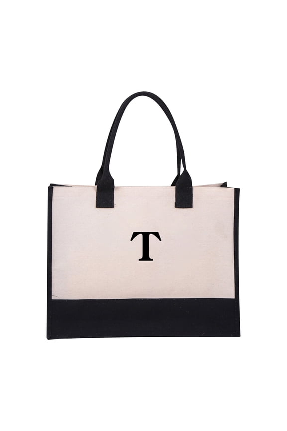 Initial Canvas Tote Bag,Birthday Gifts for Women,Monogram Personalized Gifts for Women Mom Teachers Bridesmaids