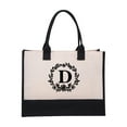 thumbnail image 1 of Initial Canvas Tote Bag Embroidered Monogrammed Beach Bags Gift for Women Friend Coworker Bridesmaid, 1 of 3