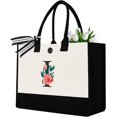 thumbnail image 1 of Initial Canvas Tote Bag, Personalized Birthday Gifts for Women Mom Friends Teachers, Monogrammed Tote Bags Suitable for Mother's Day Wedding Beach, 1 of 10