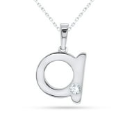 POSHADIME Initial Charms Pendants Necklace - Round Cut Solitaire Simulated Diamond in 18K White Gold Over Silver Alpahbet "A" Letter Personalized Coin Name Necklaces for Womens Girls Best Gifts