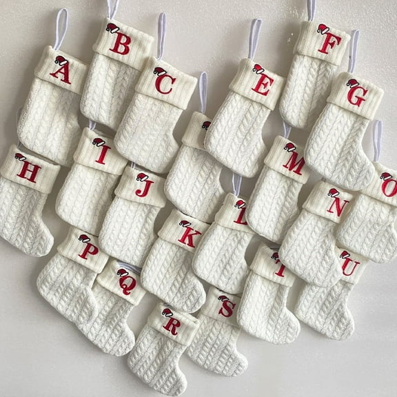 Initial Christmas Stockings, Monogram Letters Personalized Gift for Family Last Name Soft Faux Fur Christmas Ornament Tree Decorations