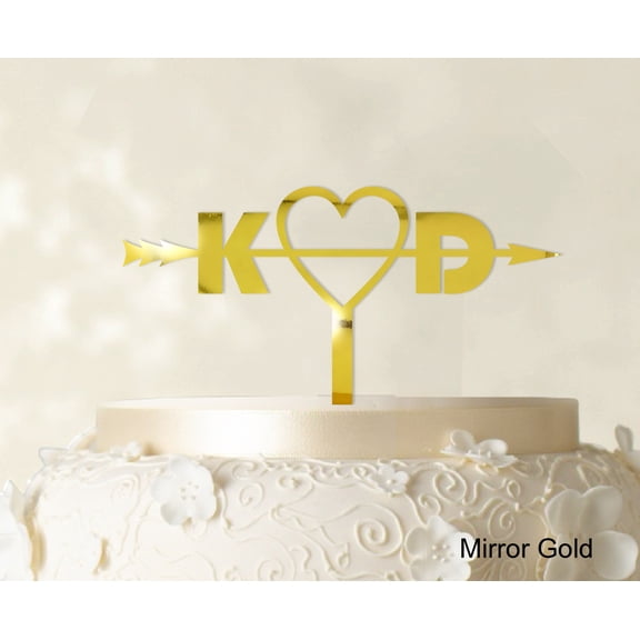 "Initial Custom Wedding Cake Topper Personalized Mirror Cake Topper Color Option Available 6""-8"" Inches Wide"