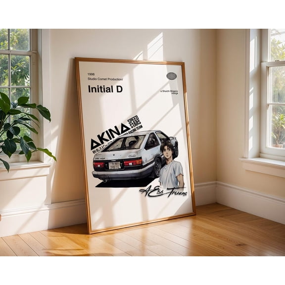 Initial D Anime Poster, Vintage Anime Manga Art Print Unframed Size 24''x36'' GooGate
