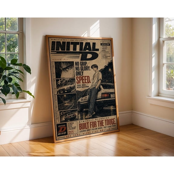 Initial D Anime Poster, Vintage Anime Manga Art Print Unframed Size 24''x36'' GooGate