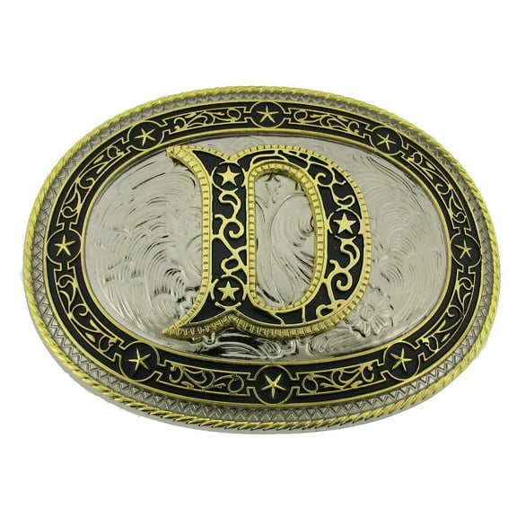 Initial D  Belt Buckle American US  Alphabet Monogram Letter Vintage Metal Rodeo