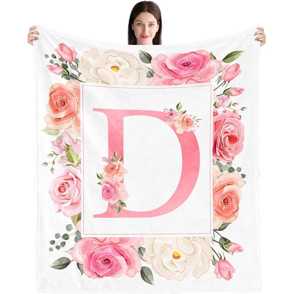 Initial D Blanket Gifts for Women, Monogrammed Gifts for Women, Unique Anniversary Wedding Birthday Gifts for Her, Cool Personalized Gifts for Women Blanket 50x60