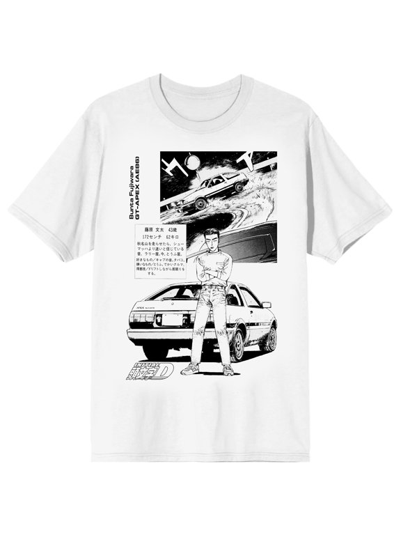 Initial D Bunta Fujiwara Manga Panel Men's Graphic Tee AE86 Trueno Racing Short Sleeve Officially Licensed-XL