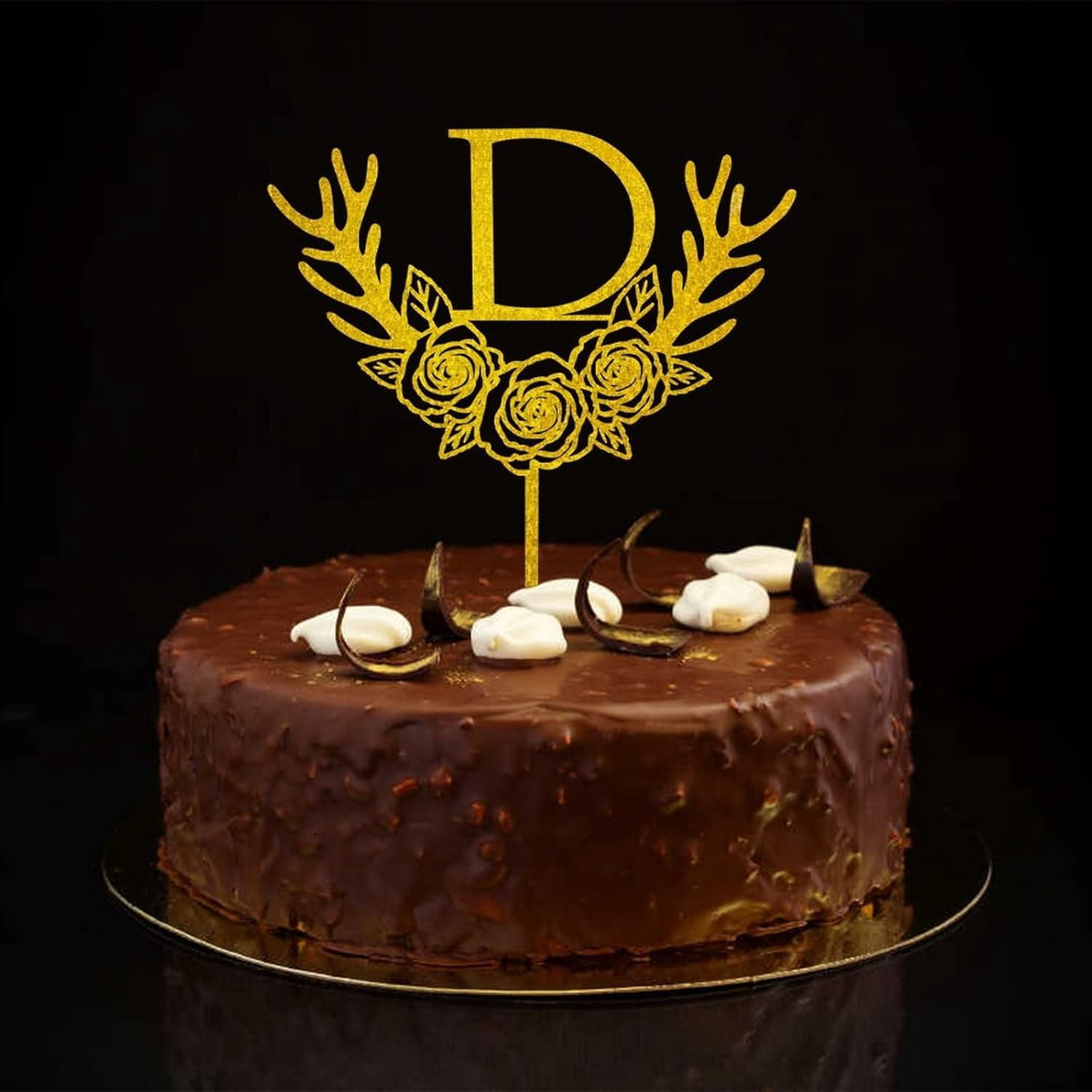 Initial D Cake Topper Single Letter Monogram Name Antlers Arrow Flower ...