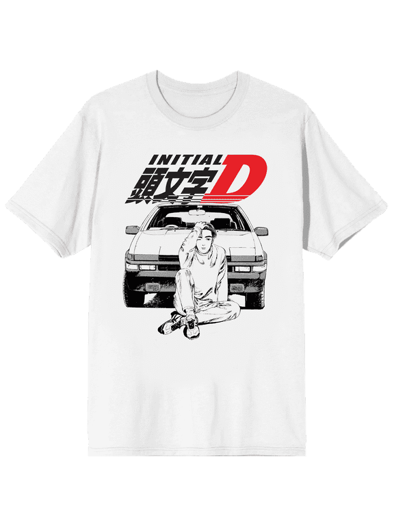 Initial D Car Logo Graphic Short Sleeve Tee for Men-Medium