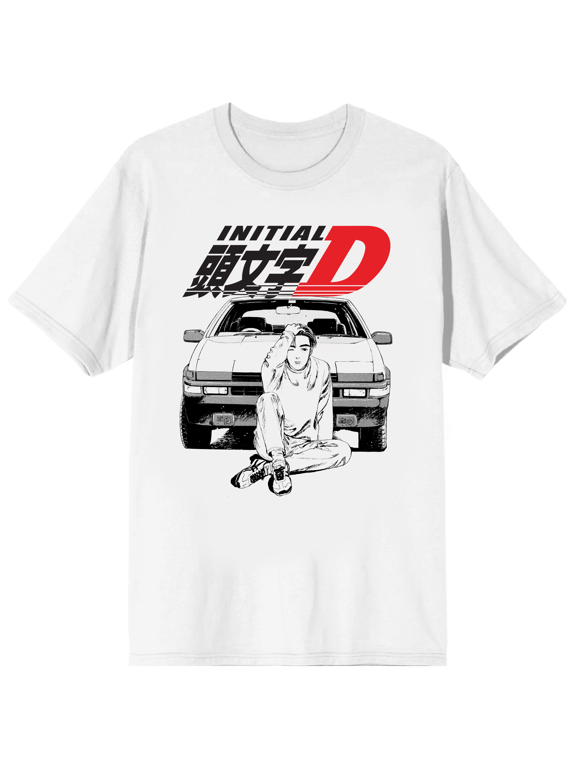 Initial D Car Logo Graphic Short Sleeve Tee for Men-XL