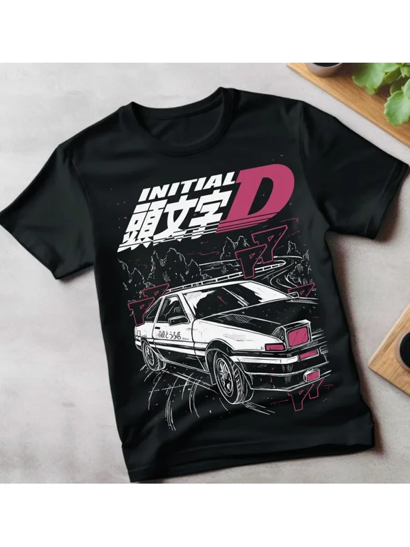 Initial D Itsuki Fujiwara T-Shirt Anime Manga Movie Unisex Black Shirt All Size
