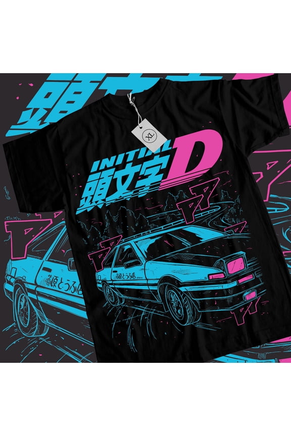 Initial D Itsuki Fujiwara T-Shirt Anime Manga Movie Unisex Black Shirt All Size