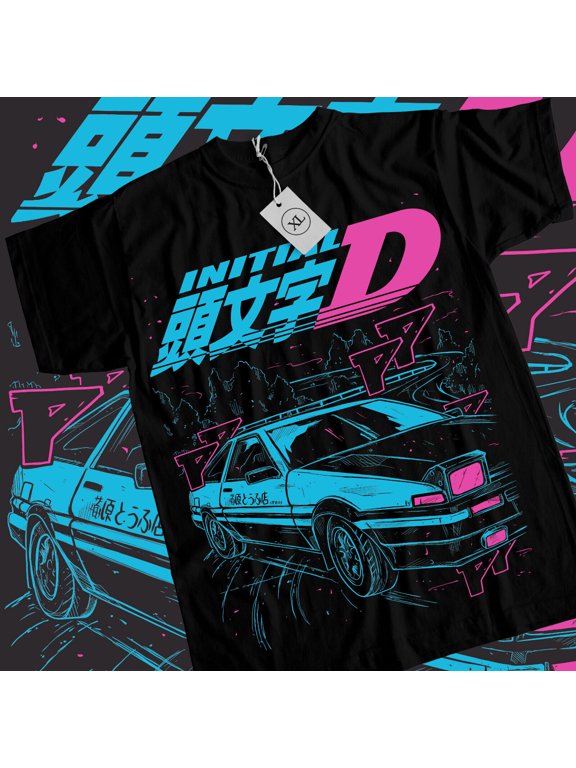 Initial D Itsuki Fujiwara T-Shirt Anime Manga Movie Unisex Black Shirt All Size