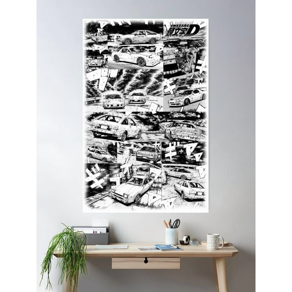Initial D Manga Poster Wall Art, Modern Wall Decor For Living Room Bedroom, 16x24 UNFRAMED