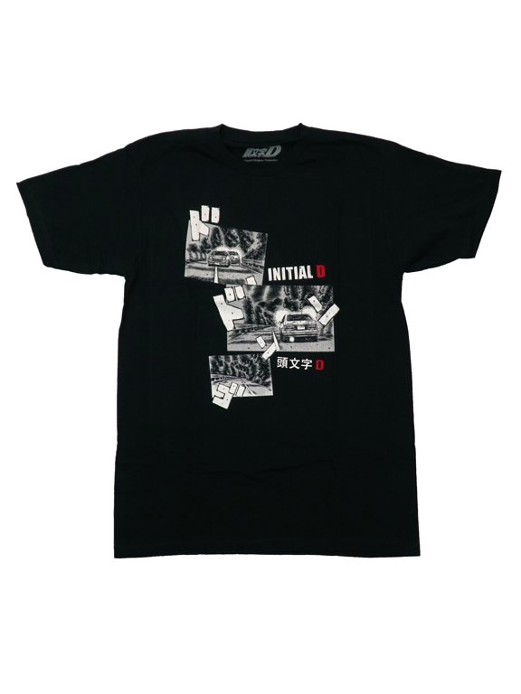 Initial D Mens T-Shirt - Black and White Coastal Highway Car Scenes