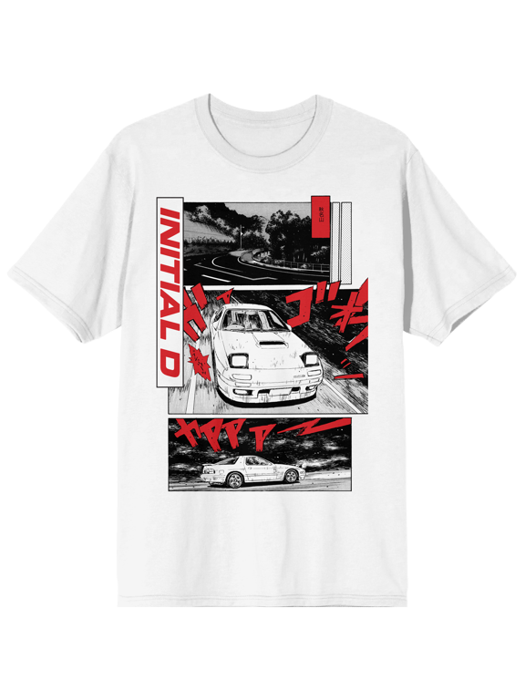 Initial D Multi Logo Graphic Short Sleeve Tee for Men-4XL
