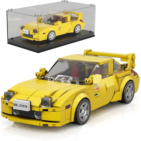 Initial D RX-7 Model Car Building Blocks with Display Case, 27016 Model Car Kits Speed Champion Building Building Kits for Adults (329 PCS)