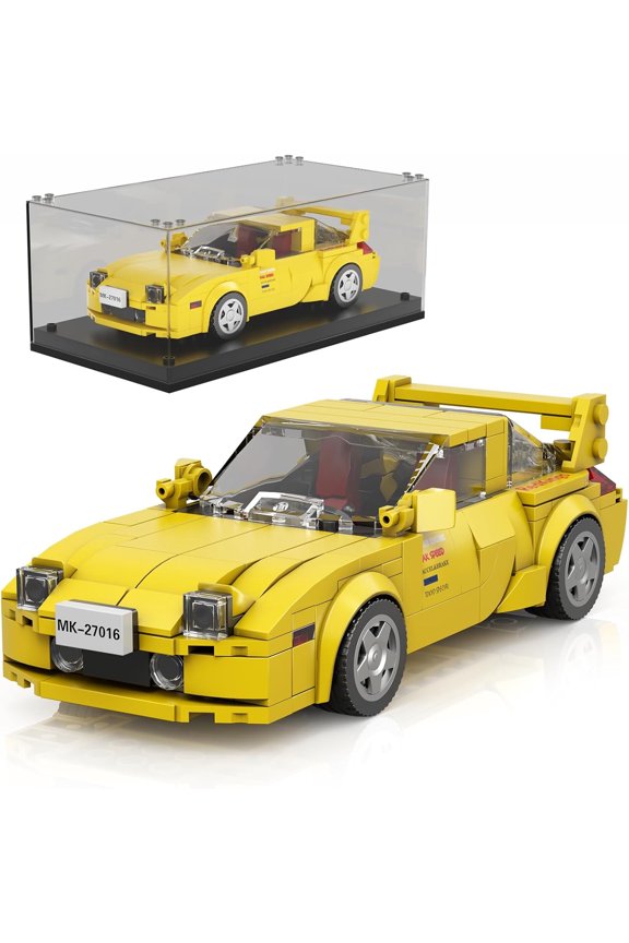 Initial D RX-7 Model Car Building Blocks with Display Case, 27016 Model Car Kits Speed Champion Building Building Kits for Adults (329 PCS)