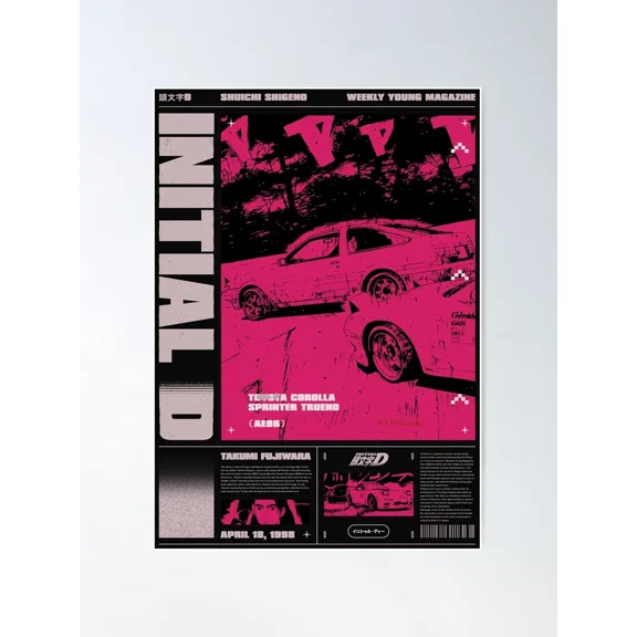 Initial D Retro Racing Poster Unframed Size 24''x36'' GooGate