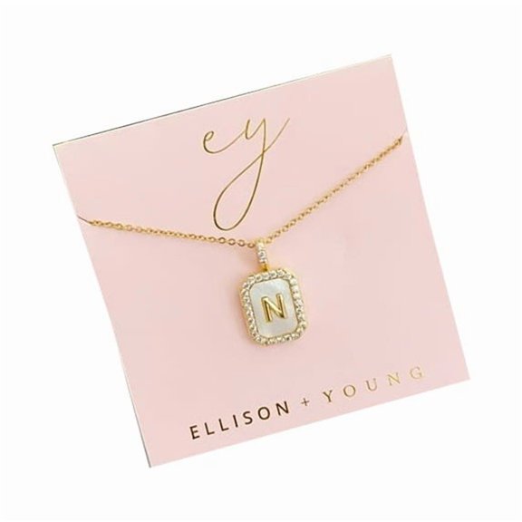 Ellison+Young Initial Deco Open Locket Pendant Necklace, A-Z Letter Chain, Gifts for Women