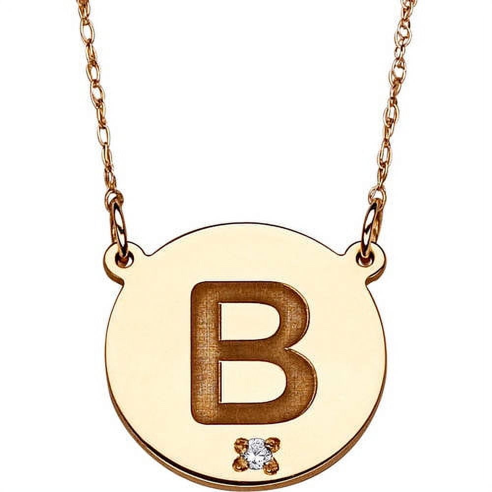 Initial Diamond Disc 10kt Yellow Gold Pendant Necklace, 20"